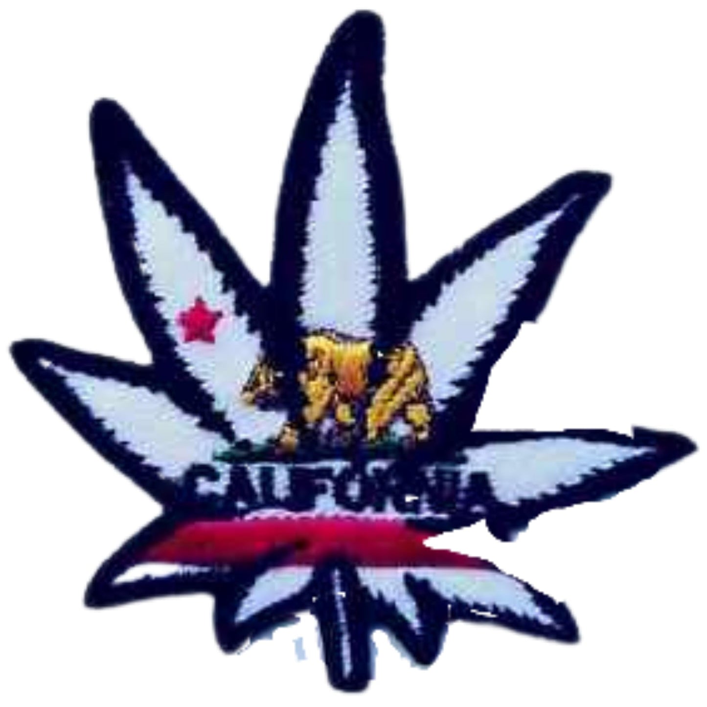 Marijuana Leaf California Message Embroidery Iron-On Patches for Clothing Sew-On Applique for DIY Crafts Denim Jackets Jeans Backpacks