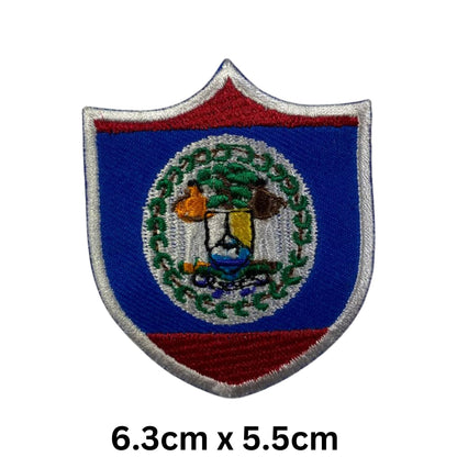 Belize Flag Embroidered Patches, Iron-On/Sew-On Applique, Shield, Round, Heart and Rectangle Flag Badges for Jackets, Bags, Uniforms, Various Sizes