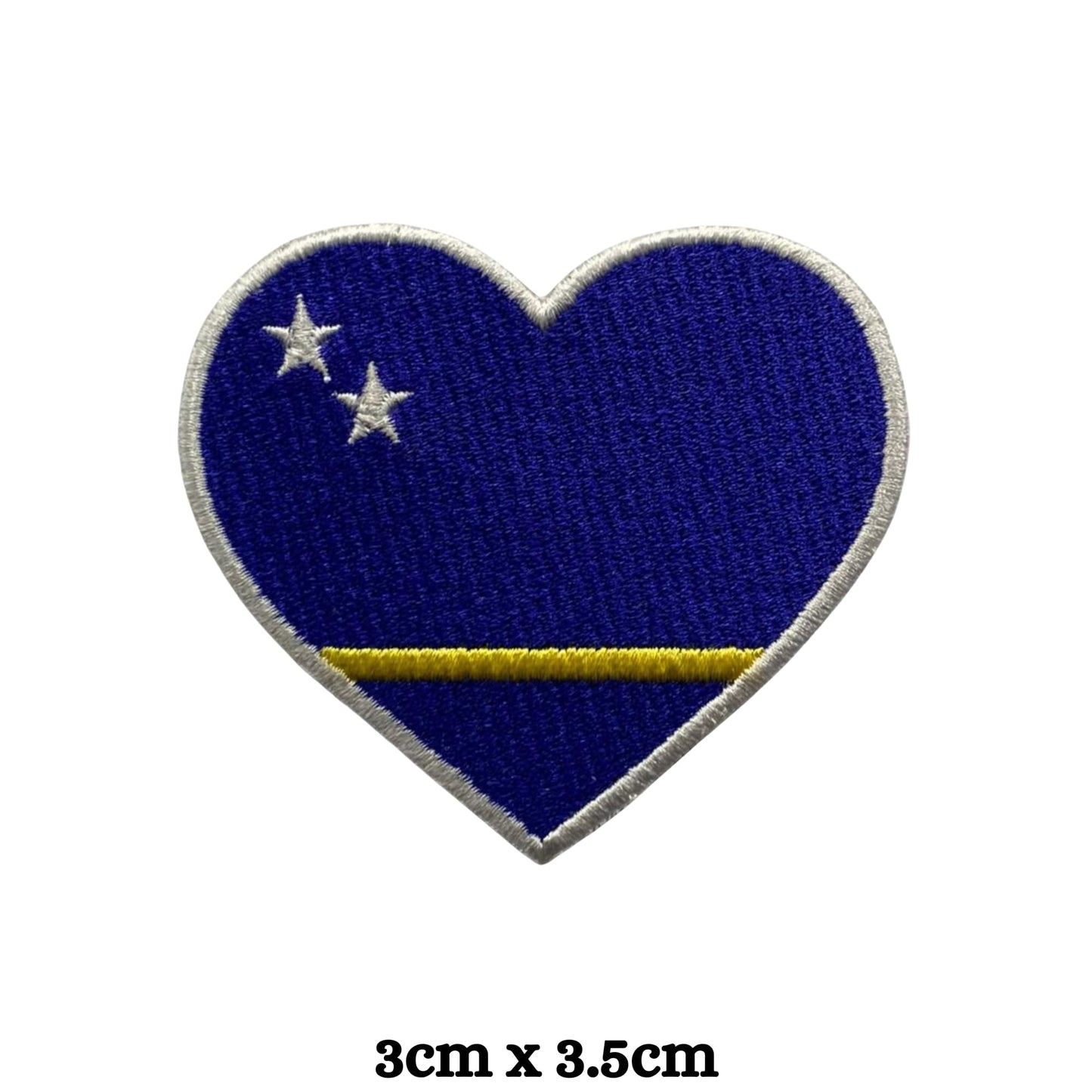 Curacao Flag Embroidered Patches, Iron-On/Sew-On Applique, Shield, Round, Heart and Rectangle Flag Badges for Jackets, Bags, Uniforms, Various Sizes