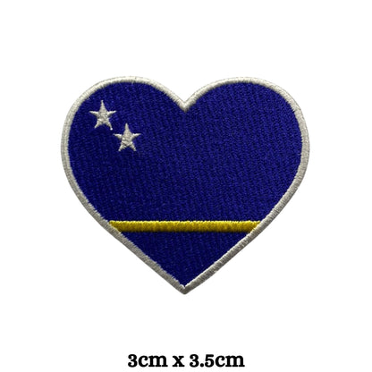 Curacao Flag Embroidered Patches, Iron-On/Sew-On Applique, Shield, Round, Heart and Rectangle Flag Badges for Jackets, Bags, Uniforms, Various Sizes