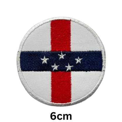 Antilles Flag Embroidered Patch Set, Iron-On or Sew-On Applique Badges, Rectangle Shield Round Heart Shapes, for Jackets, Backpacks, Hats, Uniforms and Various Sizes