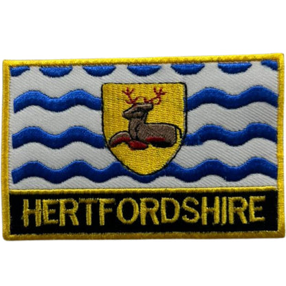 UK County Flag Patch 9.5cm x 6cm Embroidered Iron On/Sew On Badge Durable Fabric Applique for Jackets, Backpacks, Hats, and Clothing