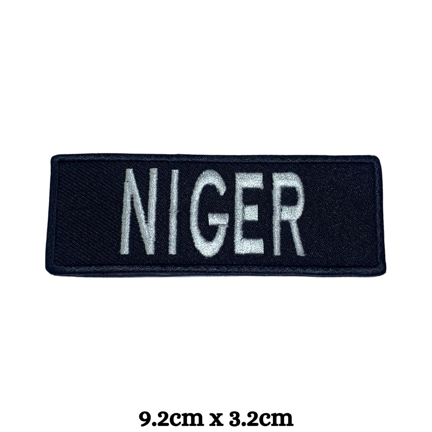Niger Flag Embroidered Patch Set, Iron-On or Sew-On Applique Badges, Rectangle Shield Round Heart Shapes, for Jackets, Backpacks, Hats, Uniforms and Various Sizes