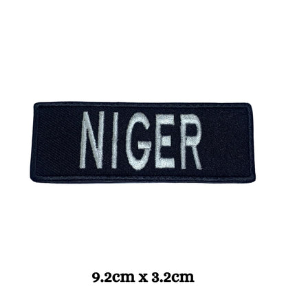 Niger Flag Embroidered Patch Set, Iron-On or Sew-On Applique Badges, Rectangle Shield Round Heart Shapes, for Jackets, Backpacks, Hats, Uniforms and Various Sizes