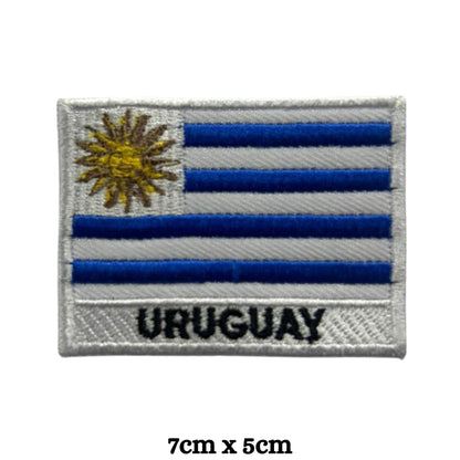 Uruguay Flag Embroidered Patches, Iron-On/Sew-On Applique, Shield, Round, Heart and Rectangle Flag Badges for Jackets, Bags, Uniforms, Various Sizes