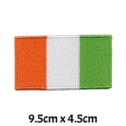 Cote D'Ivoire Flag Embroidered Patches, Iron-On/Sew-On Applique, Shield, Round, Heart and Rectangle Flag Badges for Jackets, Bags, Uniforms, Various Sizes