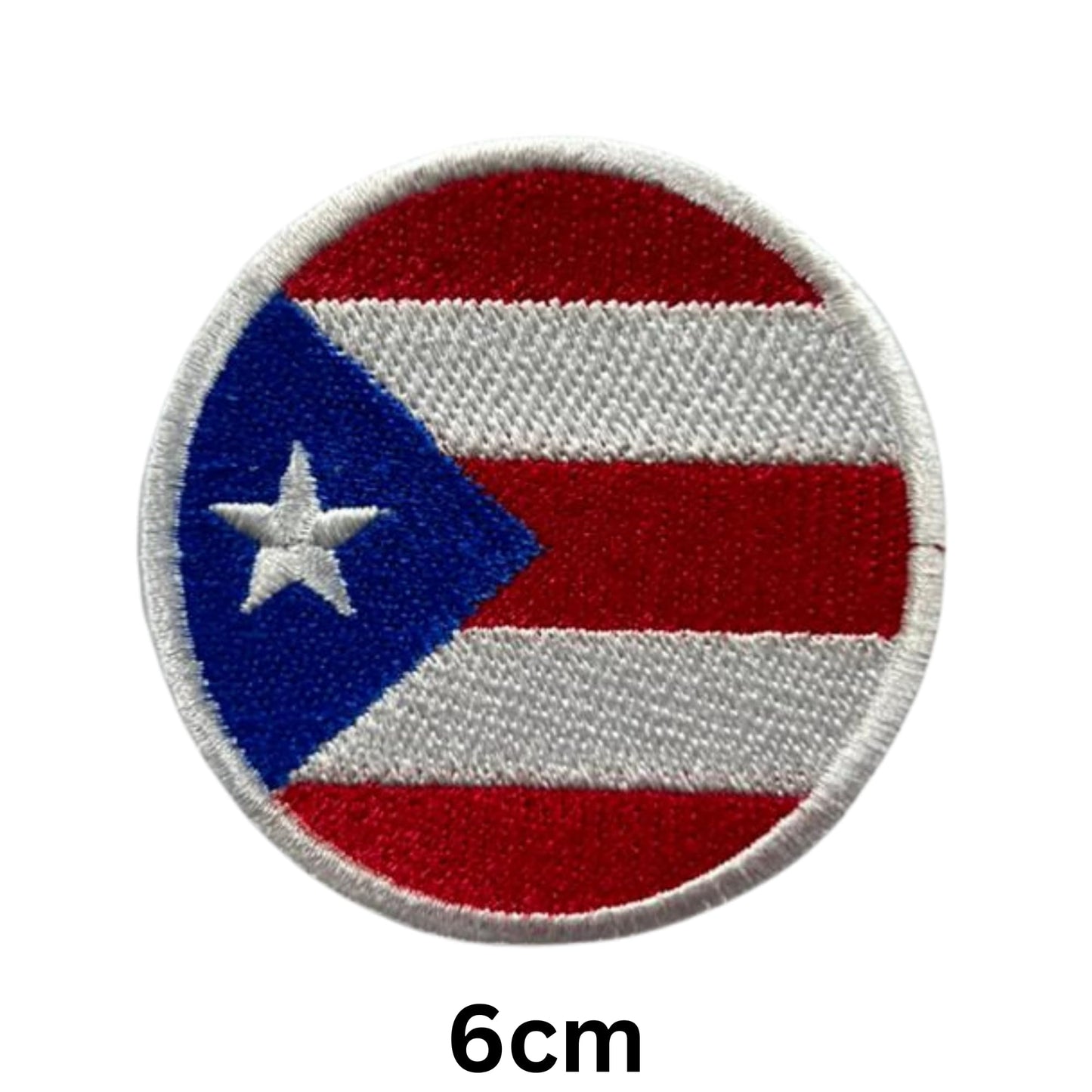 Puerto Rico Flag Embroidered Patch Set, Iron-On or Sew-On Applique Badges, Rectangle Shield Round Heart Shapes, for Jackets, Backpacks, Hats, Uniforms and Various Sizes