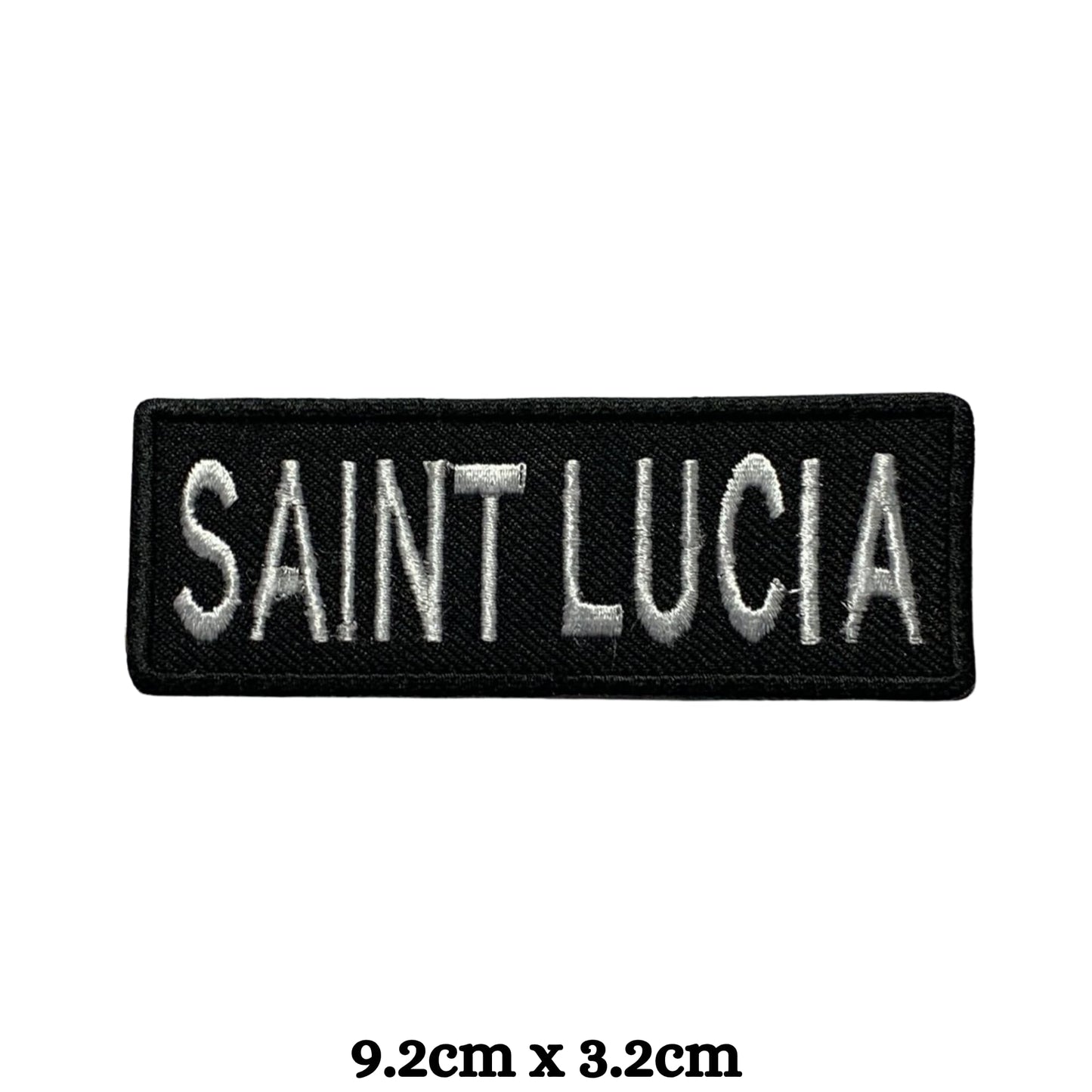 Saint Lucia Flag Embroidered Patch Set, Iron-On or Sew-On Applique Badges, Rectangle Shield Round Heart Shapes, for Jackets, Backpacks, Hats, Uniforms and Various Sizes