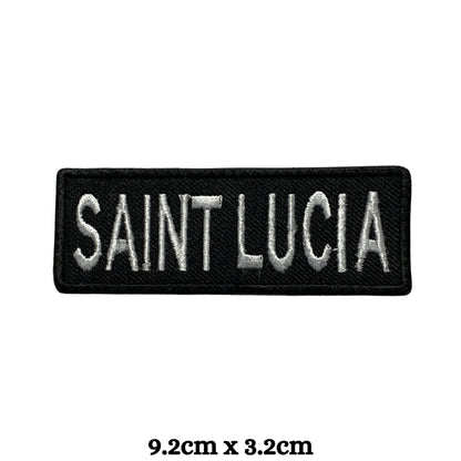 Saint Lucia Flag Embroidered Patch Set, Iron-On or Sew-On Applique Badges, Rectangle Shield Round Heart Shapes, for Jackets, Backpacks, Hats, Uniforms and Various Sizes