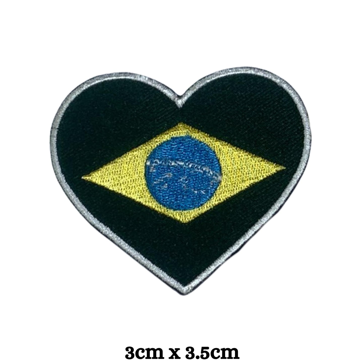 Brazil Flag Embroidered Patches, Iron-On/Sew-On Applique, Shield, Round, Heart and Rectangle Flag Badges for Jackets, Bags, Uniforms, Various Sizes