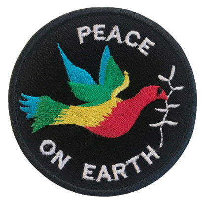 Peace On Earth Embroidery Iron-On Patches for Clothing Sew-On Applique for DIY Crafts Denim Jackets Jeans Backpacks