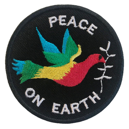 Peace On Earth Embroidery Iron-On Patches for Clothing Sew-On Applique for DIY Crafts Denim Jackets Jeans Backpacks