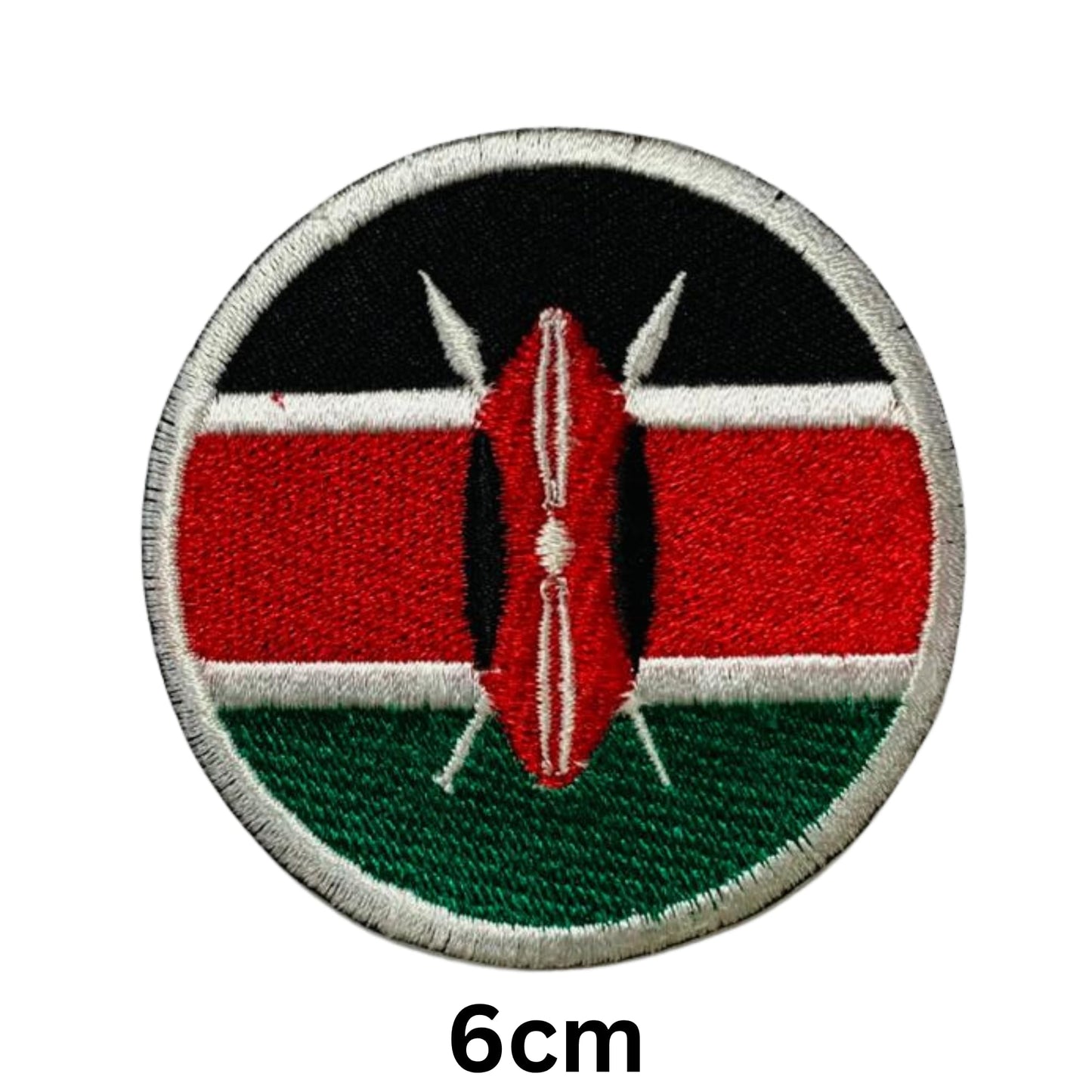 Kenya Flag Embroidered Patch Set, Iron-On or Sew-On Applique Badges, Rectangle Shield Round Heart Shapes, for Jackets, Backpacks, Hats, Uniforms and Various Sizes