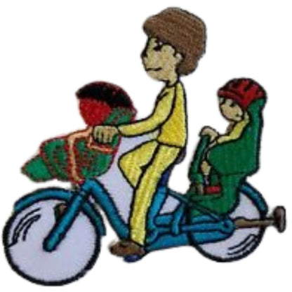Family Bicycle Ride Embroidery Iron-On Patches for Clothing Sew-On Applique for DIY Crafts Denim Jackets Jeans Backpacks