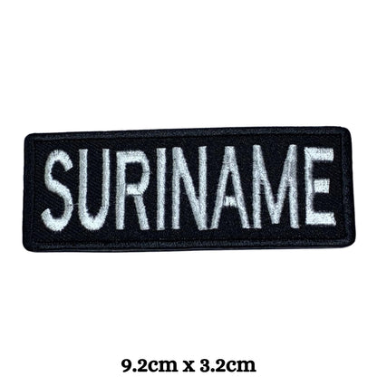 Suriname Flag Embroidered Patch Set, Iron-On or Sew-On Applique Badges, Rectangle Shield Round Heart Shapes, for Jackets, Backpacks, Hats, Uniforms and Various Sizes