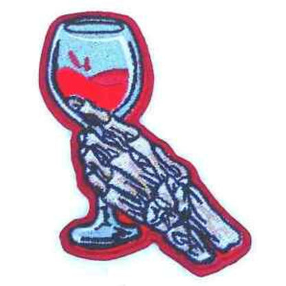 Red Wine Glass Hand Embroidery Iron-On Patches for Clothing Sew-On Applique for DIY Crafts Denim Jackets Jeans Backpacks