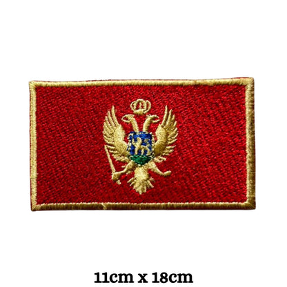 Montenegro Flag Embroidered Patch Set, Iron-On or Sew-On Applique Badges, Rectangle Shield Round Heart Shapes, for Jackets, Backpacks, Hats, Uniforms and Various Sizes