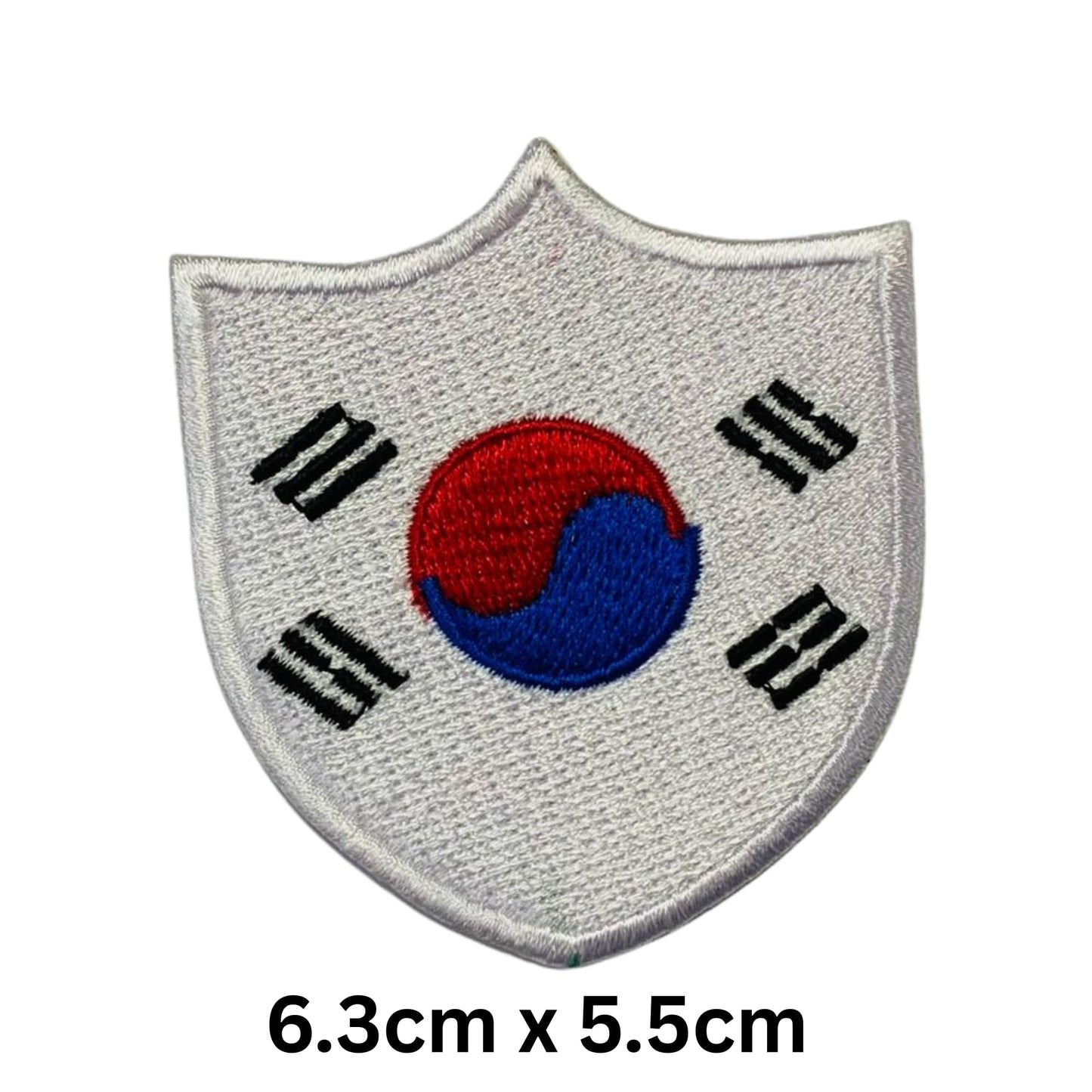 South Korea Flag Embroidered Patches, Iron-On/Sew-On Applique, Shield, Round, Heart and Rectangle Flag Badges for Jackets, Bags, Uniforms, Various Sizes
