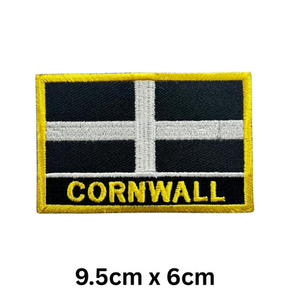 UK County Flag Patch 9.5cm x 6cm Embroidered Iron On/Sew On Badge Durable Fabric Applique for Jackets, Backpacks, Hats, and Clothing