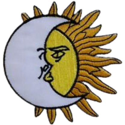Moon and Sun Eclipse Embroidery Iron-On Patches for Clothing Sew-On Applique for DIY Crafts Denim Jackets Jeans Backpacks