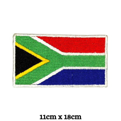 South Africa Flag Embroidered Patches, Iron-On/Sew-On Applique, Shield, Round, Heart and Rectangle Flag Badges for Jackets, Bags, Uniforms, Various Sizes