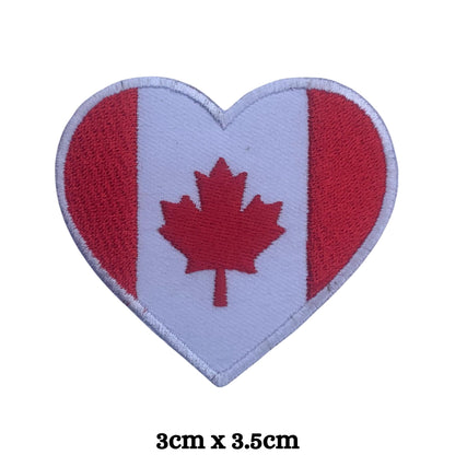 Canada Flag Embroidered Patches, Iron-On/Sew-On Applique, Shield, Round, Heart and Rectangle Flag Badges for Jackets, Bags, Uniforms, Various Sizes