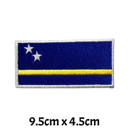 Curacao Flag Embroidered Patches, Iron-On/Sew-On Applique, Shield, Round, Heart and Rectangle Flag Badges for Jackets, Bags, Uniforms, Various Sizes