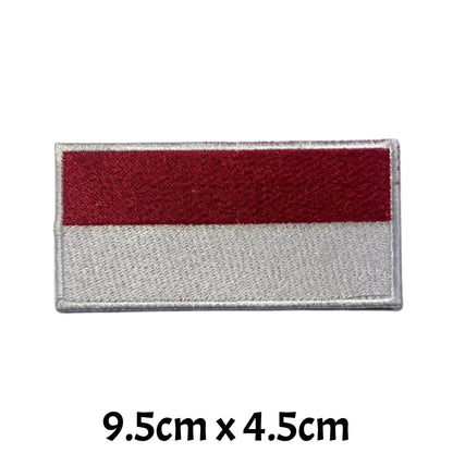 Monaco Flag Embroidered Patch Set, Iron-On or Sew-On Applique Badges, Rectangle Shield Round Heart Shapes, for Jackets, Backpacks, Hats, Uniforms and Various Sizes