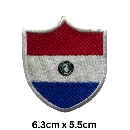 Paraguay Flag Embroidered Patches, Iron-On/Sew-On Applique, Shield, Round, Heart and Rectangle Flag Badges for Jackets, Bags, Uniforms, Various Sizes