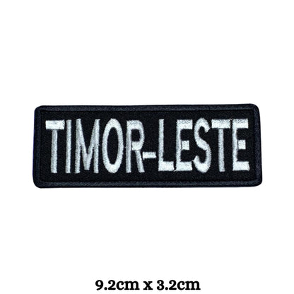 Timor Leste Flag Embroidered Patch Set, Iron-On or Sew-On Applique Badges, Rectangle Shield Round Heart Shapes, for Jackets, Backpacks, Hats, Uniforms and Various Sizes