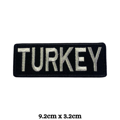 BeBuz Turkey Flag Embroidered Patches, Iron-On/Sew-On Applique, Shield, Round, Heart and Rectangle Flag Badges for Jackets, Bags, Uniforms, Various Sizes