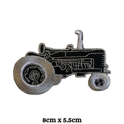 Black Tractor Farming Embroidery Iron-On Patches for Clothing Sew-On Applique for DIY Crafts Denim Jackets Jeans Backpacks