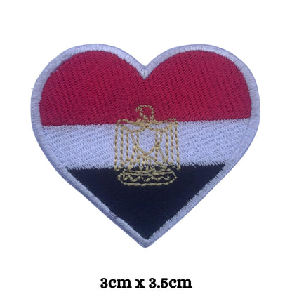 Egypt Flag Embroidered Patches, Iron-On/Sew-On Applique, Shield, Round, Heart and Rectangle Flag Badges for Jackets, Bags, Uniforms, Various Sizes