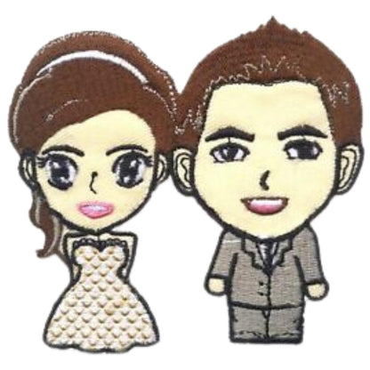 Bride and Groom Embroidery Iron-On Patches for Clothing Sew-On Applique for DIY Crafts Denim Jackets Jeans Backpacks
