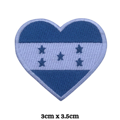 Honduras Flag Embroidered Patch Set, Iron-On or Sew-On Applique Badges, Rectangle Shield Round Heart Shapes, for Jackets, Backpacks, Hats, Uniforms and Various Sizes