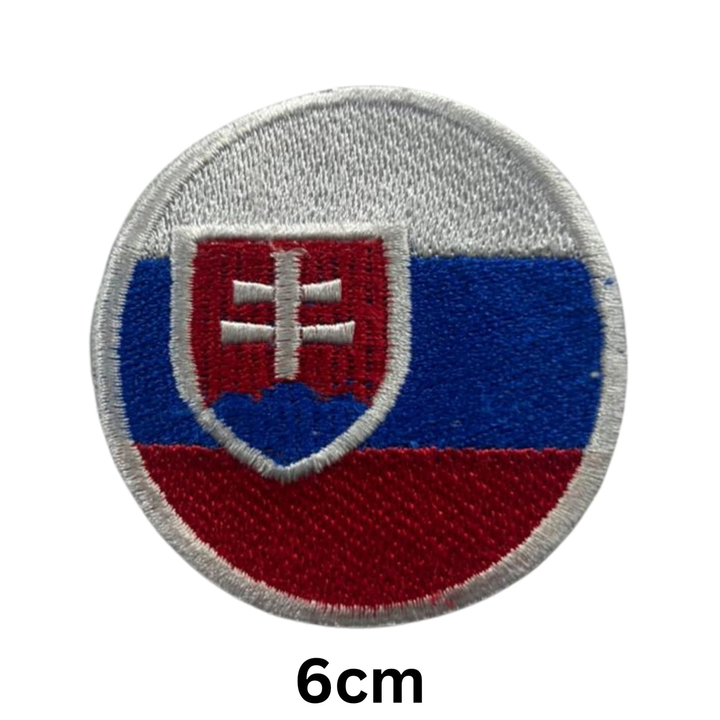 Slovakia Flag Embroidered Patch Set, Iron-On or Sew-On Applique Badges, Rectangle Shield Round Heart Shapes, for Jackets, Backpacks, Hats, Uniforms and Various Sizes
