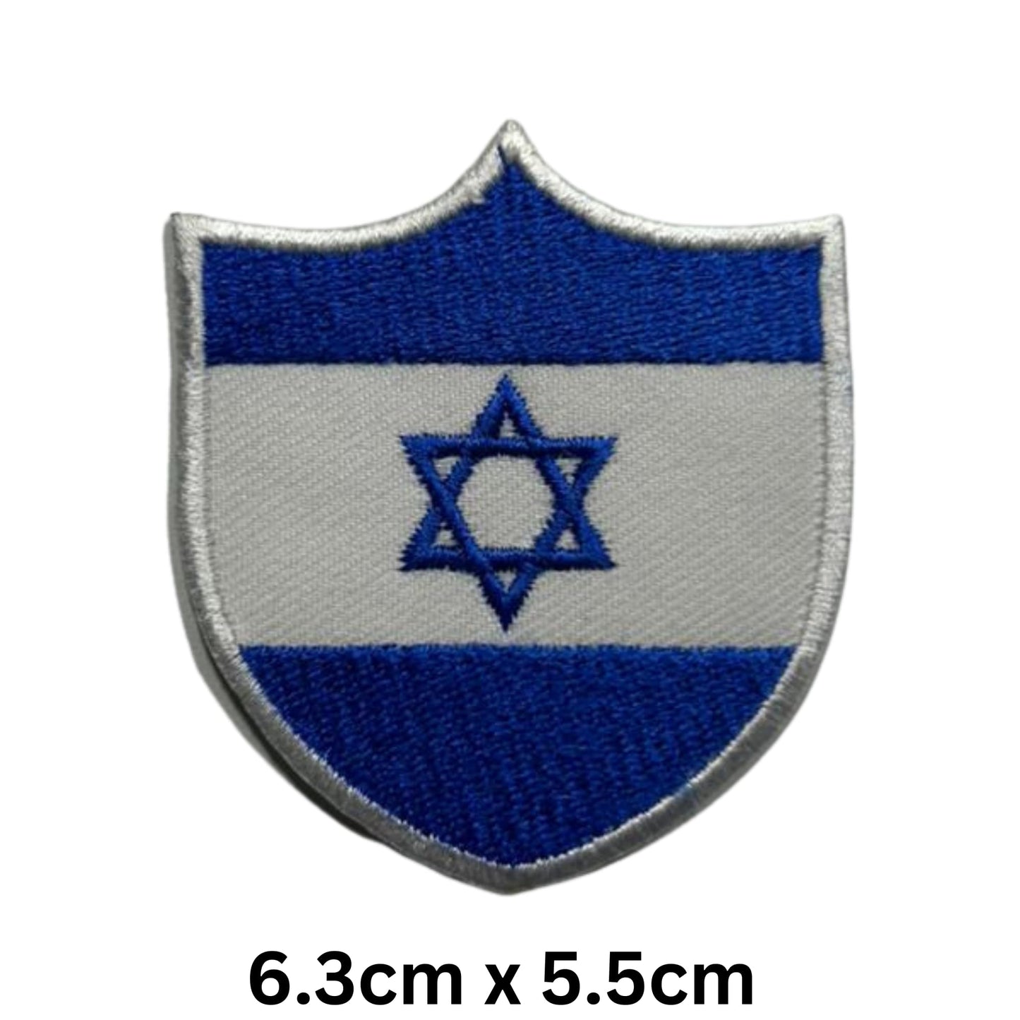 Israel Flag Embroidered Patch Set, Iron-On or Sew-On Applique Badges, Rectangle Shield Round Heart Shapes, for Jackets, Backpacks, Hats, Uniforms and Various Sizes
