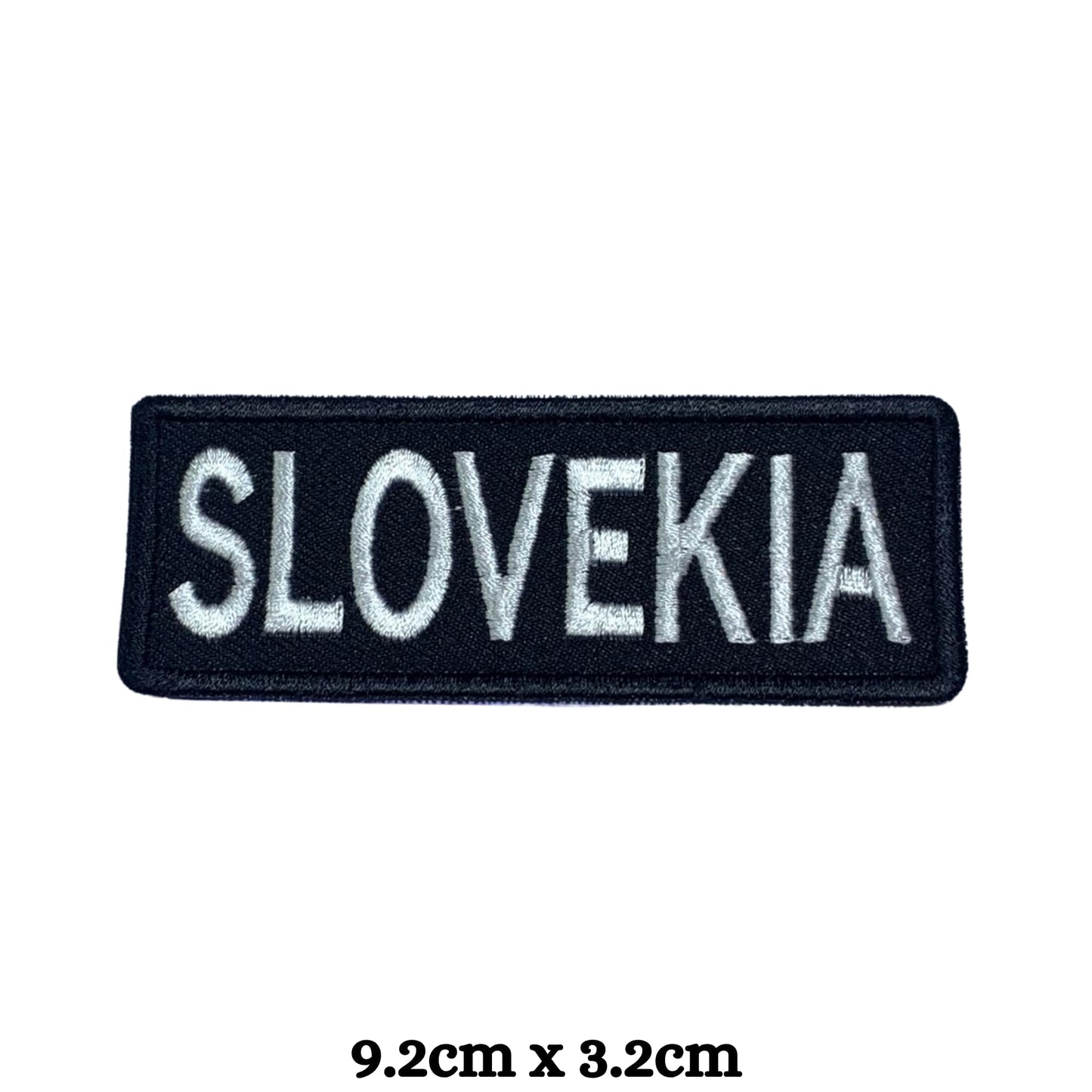 Slovakia Flag Embroidered Patch Set, Iron-On or Sew-On Applique Badges, Rectangle Shield Round Heart Shapes, for Jackets, Backpacks, Hats, Uniforms and Various Sizes