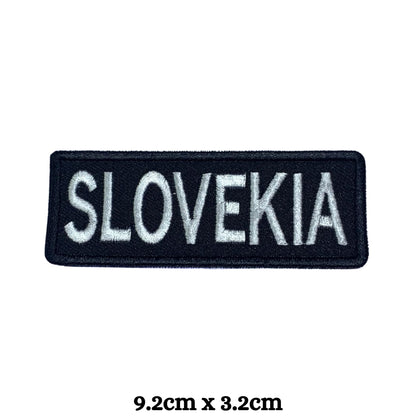 Slovakia Flag Embroidered Patch Set, Iron-On or Sew-On Applique Badges, Rectangle Shield Round Heart Shapes, for Jackets, Backpacks, Hats, Uniforms and Various Sizes
