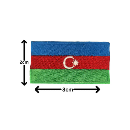 Azerbaijan Flag Embroidered Patches, Iron-On/Sew-On Applique, Shield, Round, Heart and Rectangle Flag Badges for Jackets, Bags, Uniforms, Various Sizes