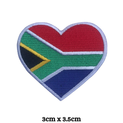 South Africa Flag Embroidered Patches, Iron-On/Sew-On Applique, Shield, Round, Heart and Rectangle Flag Badges for Jackets, Bags, Uniforms, Various Sizes