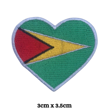 Guyana Flag Embroidered Patch Set, Iron-On or Sew-On Applique Badges, Rectangle Shield Round Heart Shapes, for Jackets, Backpacks, Hats, Uniforms and Various Sizes