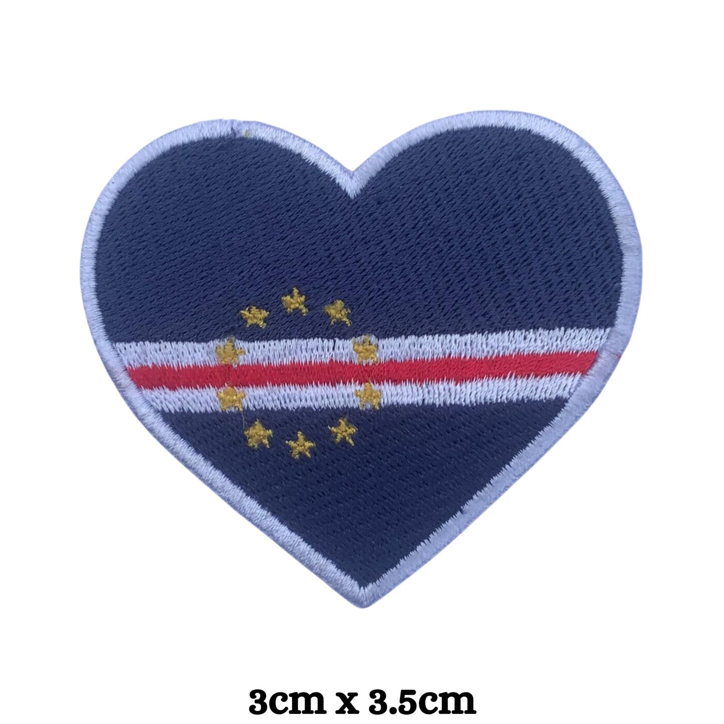Cape Verde Flag Embroidered Patches, Iron-On/Sew-On Applique, Shield, Round, Heart and Rectangle Flag Badges for Jackets, Bags, Uniforms, Various Sizes