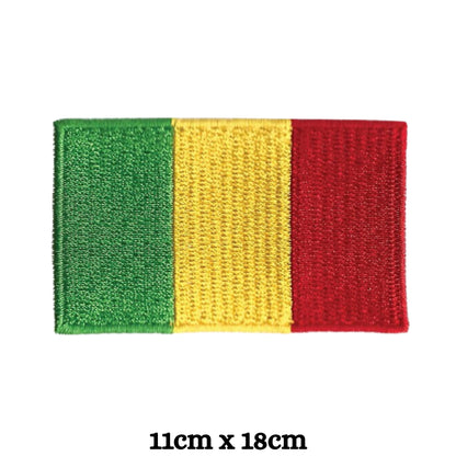 Guinea Flag Embroidered Patch Set, Iron-On or Sew-On Applique Badges, Rectangle Shield Round Heart Shapes, for Jackets, Backpacks, Hats, Uniforms and Various Sizes