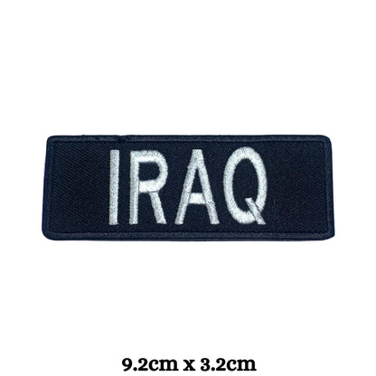 Iraq Flag Embroidered Patch Set, Iron-On or Sew-On Applique Badges, Rectangle Shield Round Heart Shapes, for Jackets, Backpacks, Hats, Uniforms and Various Sizes
