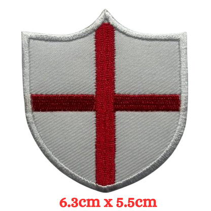 England Flag Embroidered Patches, Iron-On/Sew-On Applique, Shield, Round, Heart and Rectangle UK Flag Badges for Jackets, Bags, Uniforms, Various Sizes
