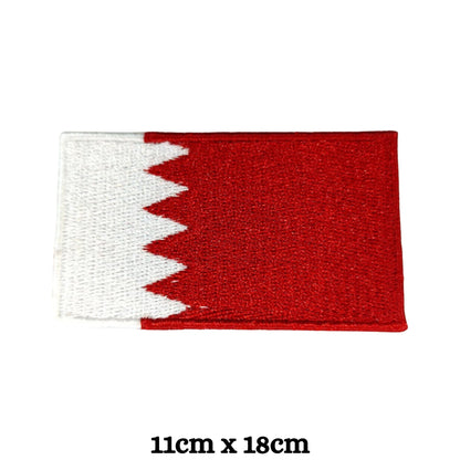 Qatar Flag Embroidered Patches, Iron-On/Sew-On Applique, Shield, Round, Heart and Rectangle Flag Badges for Jackets, Bags, Uniforms, Various Sizes