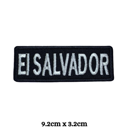 El Salvador Flag Embroidered Patch Set, Iron-On or Sew-On Applique Badges, Rectangle Shield Round Heart Shapes, for Jackets, Backpacks, Hats, Uniforms and Various Sizes