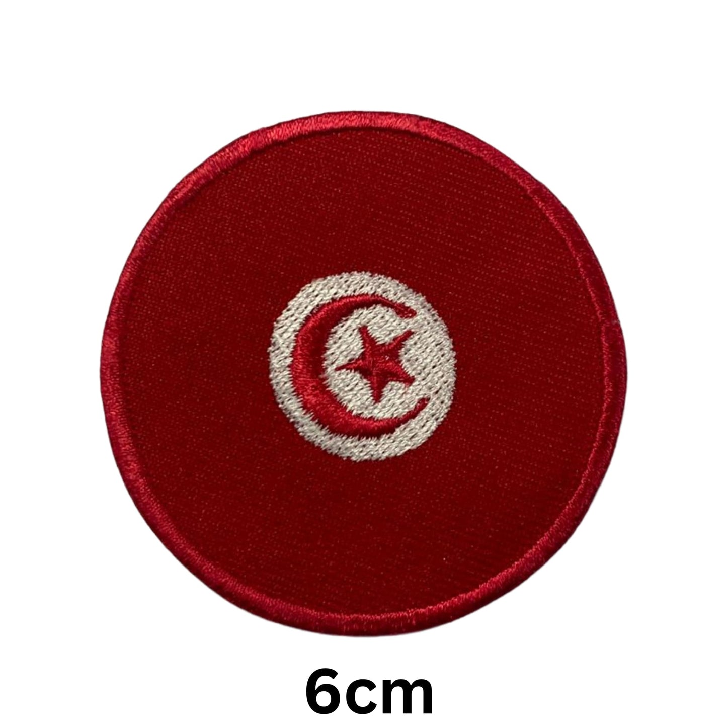 Tunisia Flag Embroidered Patches, Iron-On/Sew-On Applique, Shield, Round, Heart and Rectangle Flag Badges for Jackets, Bags, Uniforms, Various Sizes