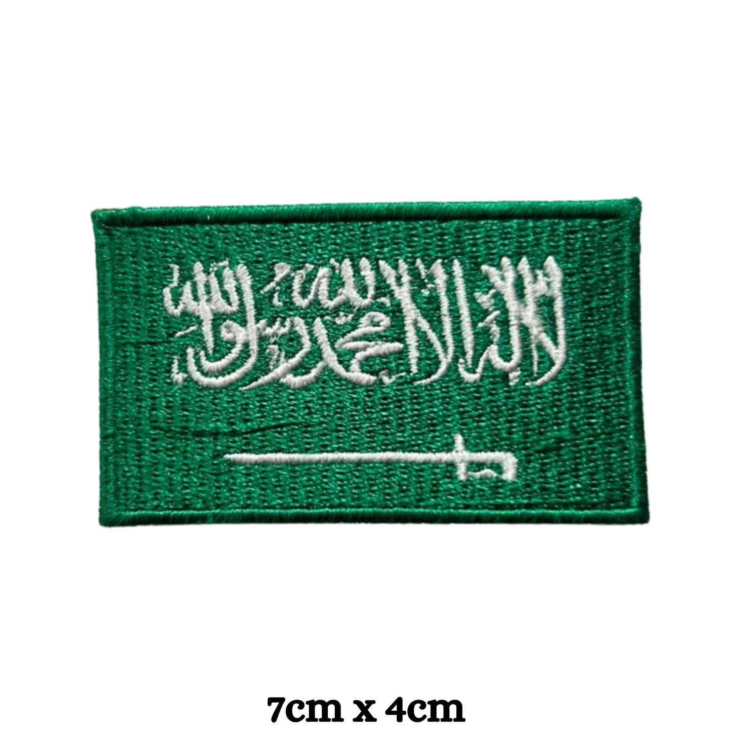 Saudi Arabia Flag Embroidered Patches, Iron-On/Sew-On Applique, Shield, Round, Heart and Rectangle Flag Badges for Jackets, Bags, Uniforms, Various Sizes